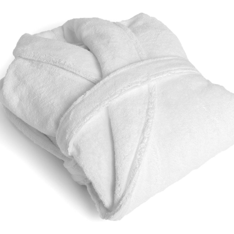 Baltas chalatas su diržu